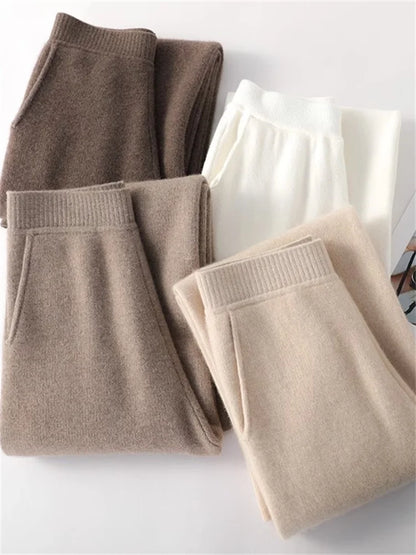 High Waist Wide Leg Cashmere Sweatpants