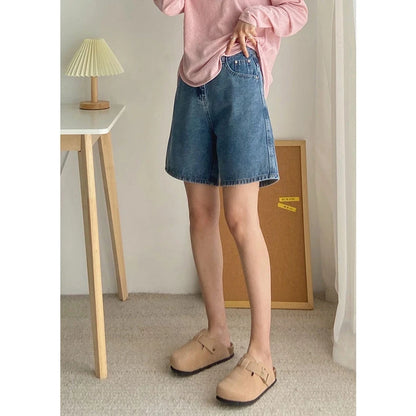 High Waist Wide Leg Denim Shorts