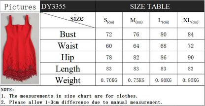 Beaded Tassel Square-Neck Mini Bandage Dress
