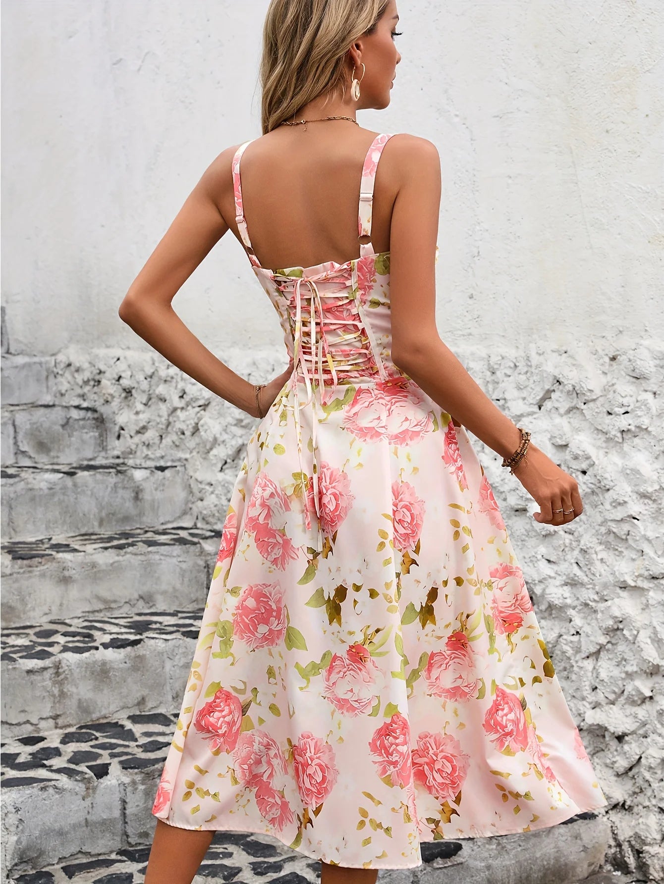 Floral Corset Side split Dress