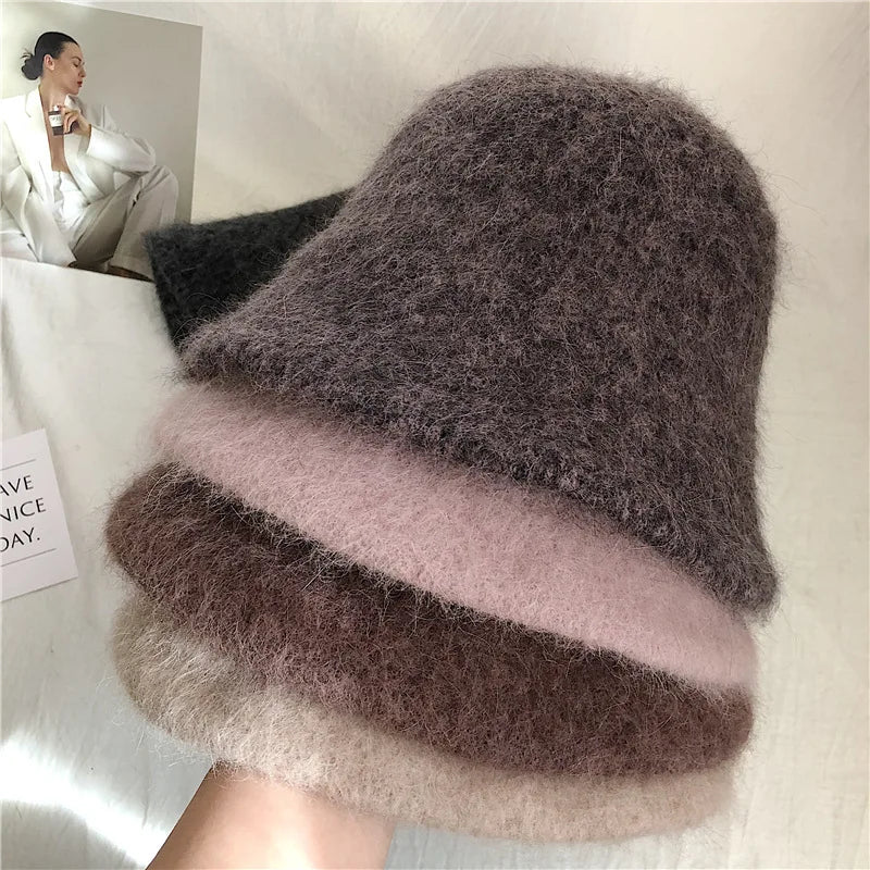 Rabbit Fur Winter Women's Bucket Hat - Gift for Her