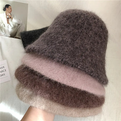Rabbit Fur Winter Women's Bucket Hat - Gift for Her