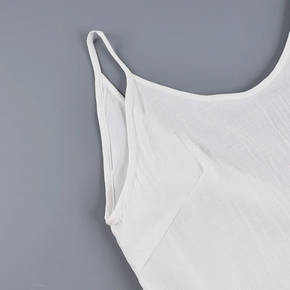 Lined Casual Long Back Deep V Dress