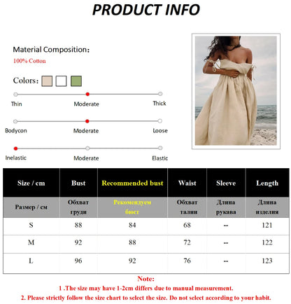 100% Cotton Backless V Neckline Beach Dress