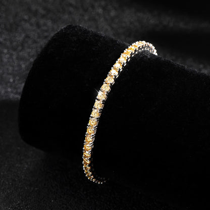 Yellow Moissanite Tennis Bracelet – GRA Certified, 18K White Gold Plated