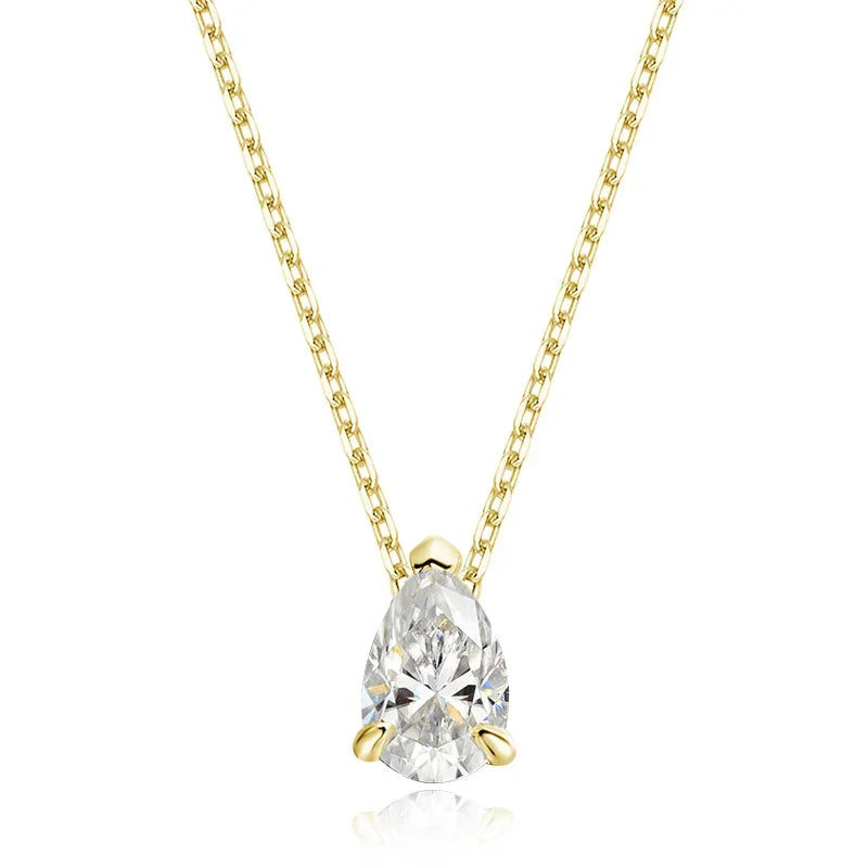 18k Gold Plated Pear Cut Moissanite Necklace