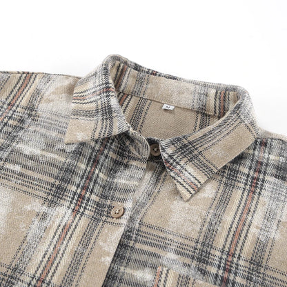 Oversize Plaid Long Sleeve Shirt