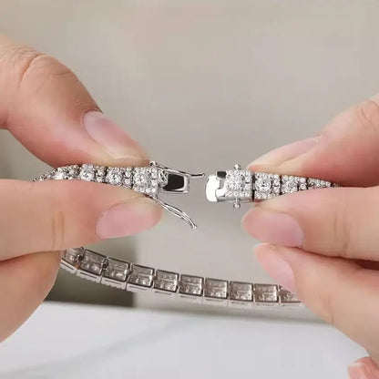 18K White Gold Plated Moissanite Tennis Bracelet - Anniversary Gift For Her