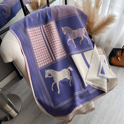 Luxury Cashmere Horse Print Scarf Horse Print Pashmina Scarf