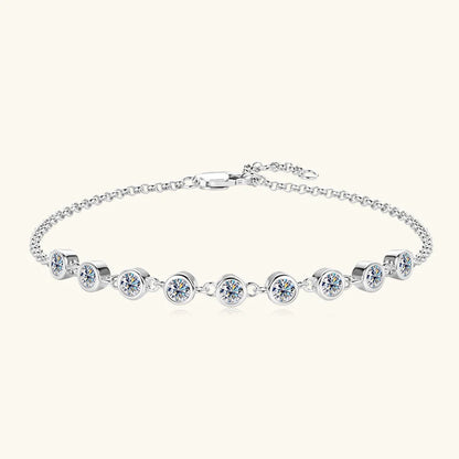 18K Gold Plated Moissanite Charm Bracelet – 9-Stone D Color VVS1