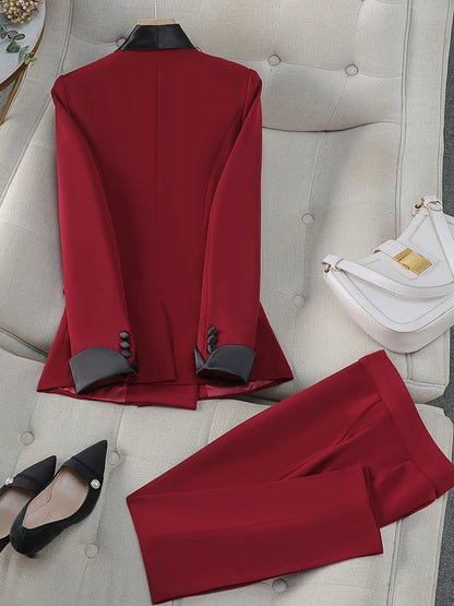 Satin Detail Women’s Formal Pant Suit
