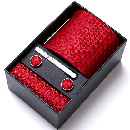 5 Pcs Business Tie Set Handkerchief, Cufflinks, Tie and Clip