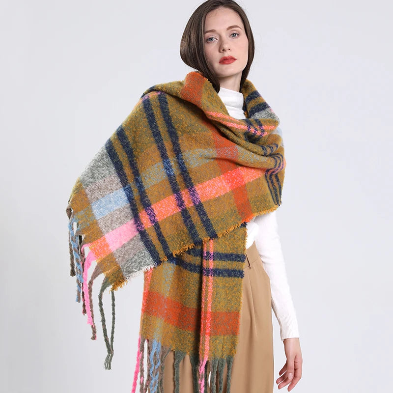 Plaid Cashmere 240*55 CM Long Thick Scarf