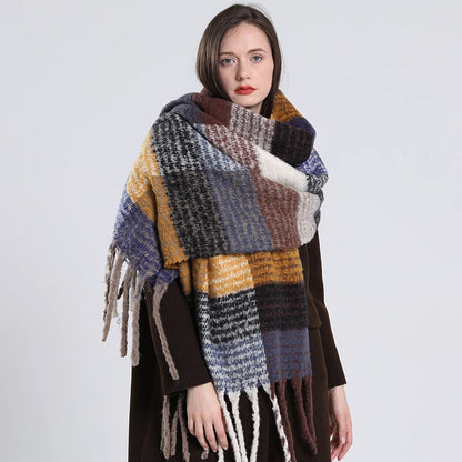 Plaid Cashmere 240*55 CM Long Thick Scarf