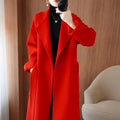 100% Cashmere-Wool Blend Belted Long Overcoat