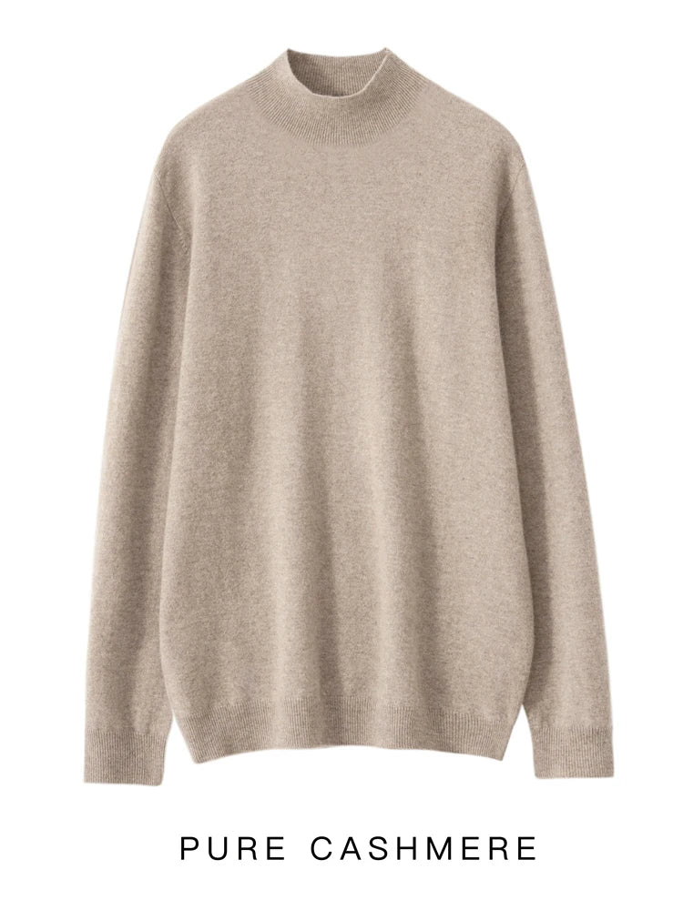 Men's 100% Merino Wool Mock Neck Pullover – Luxury Knit Sweater