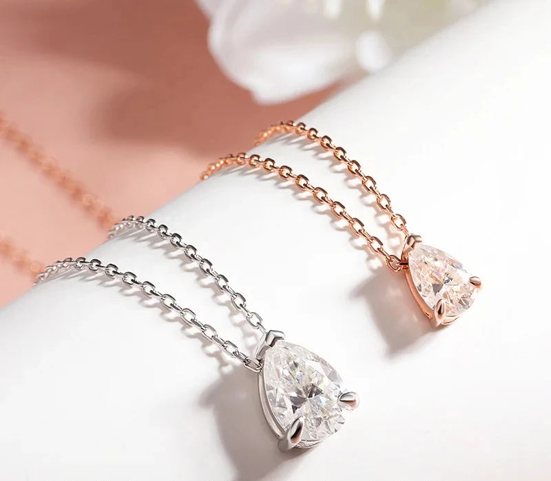 18k Gold Plated Pear Cut Moissanite Necklace
