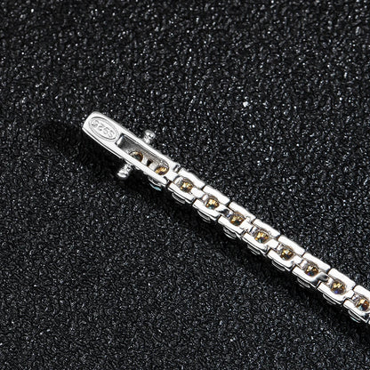Yellow Moissanite Tennis Bracelet – GRA Certified, 18K White Gold Plated