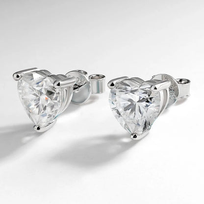 Heart Cut Moissanite Stud Earrings - Valentine's Day Gift for Her