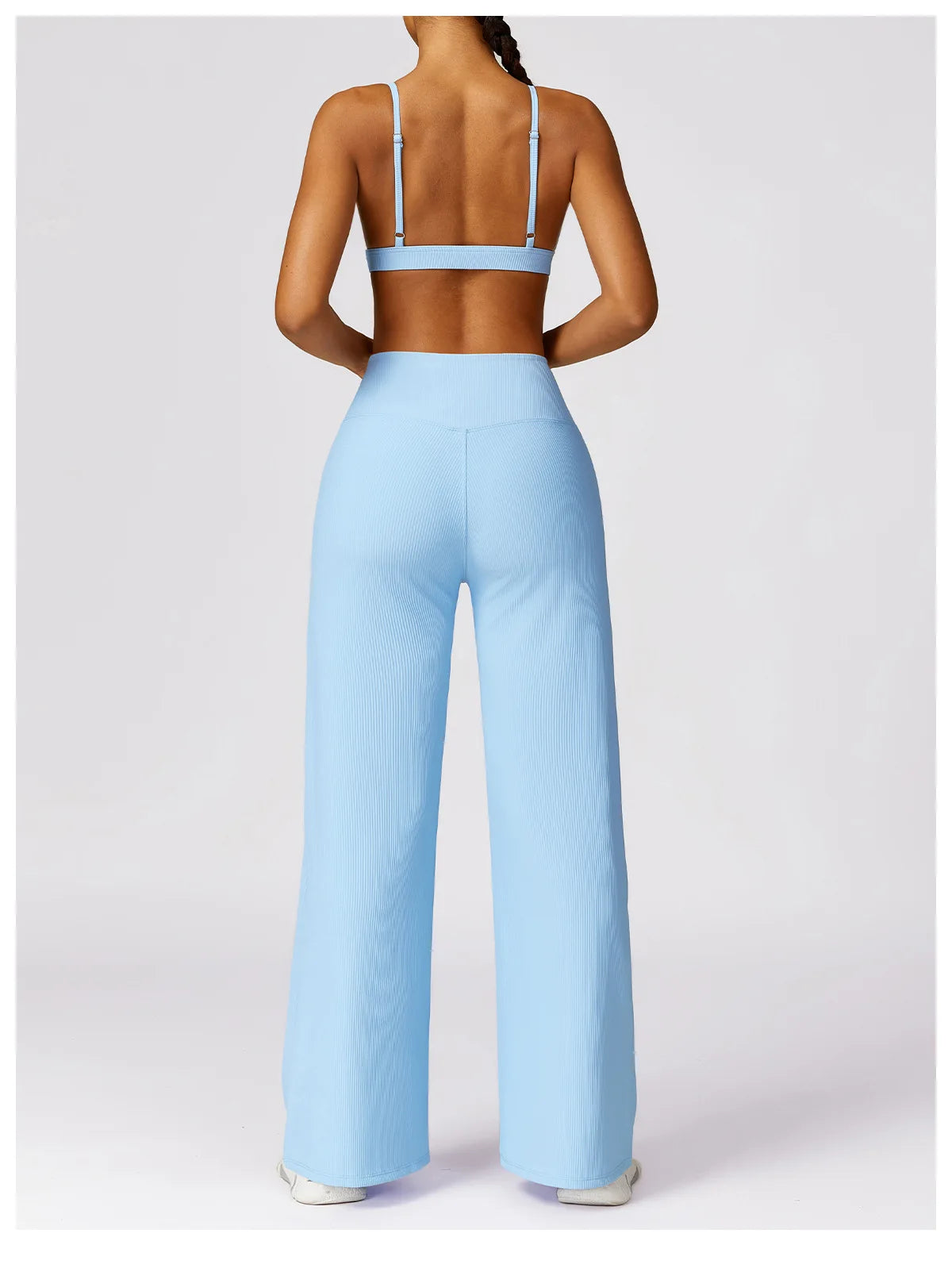 High Waist Wide Leg Striped Workout Trousers