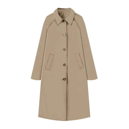 Single-Breasted Plaid Details Trench Coat