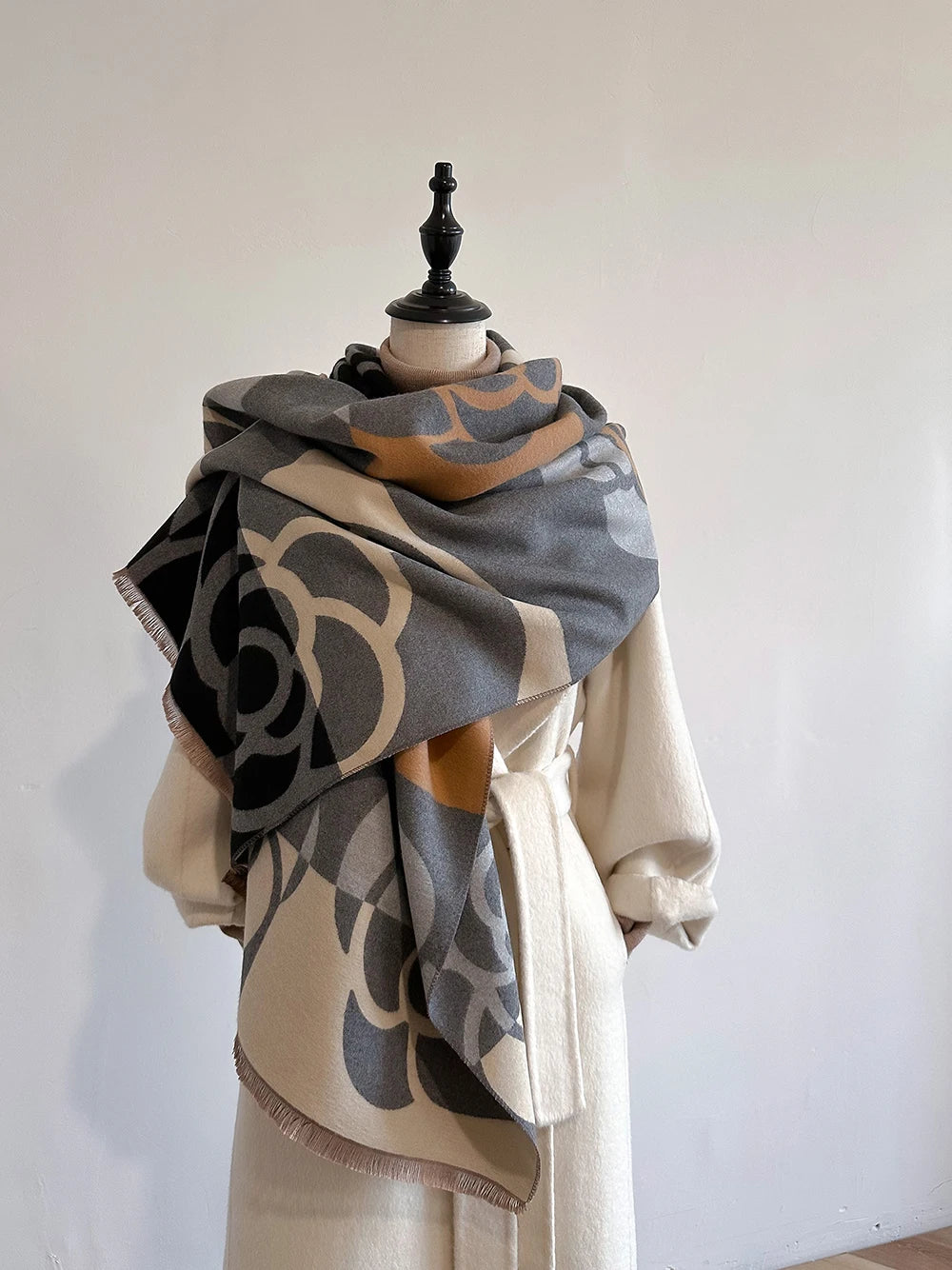 Floral Double-sided Cashmere Pashmina Scarf