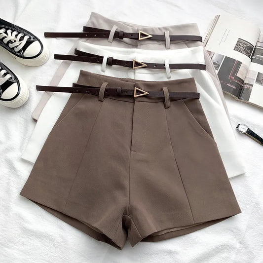 High Waist A-line Shorts With Belt