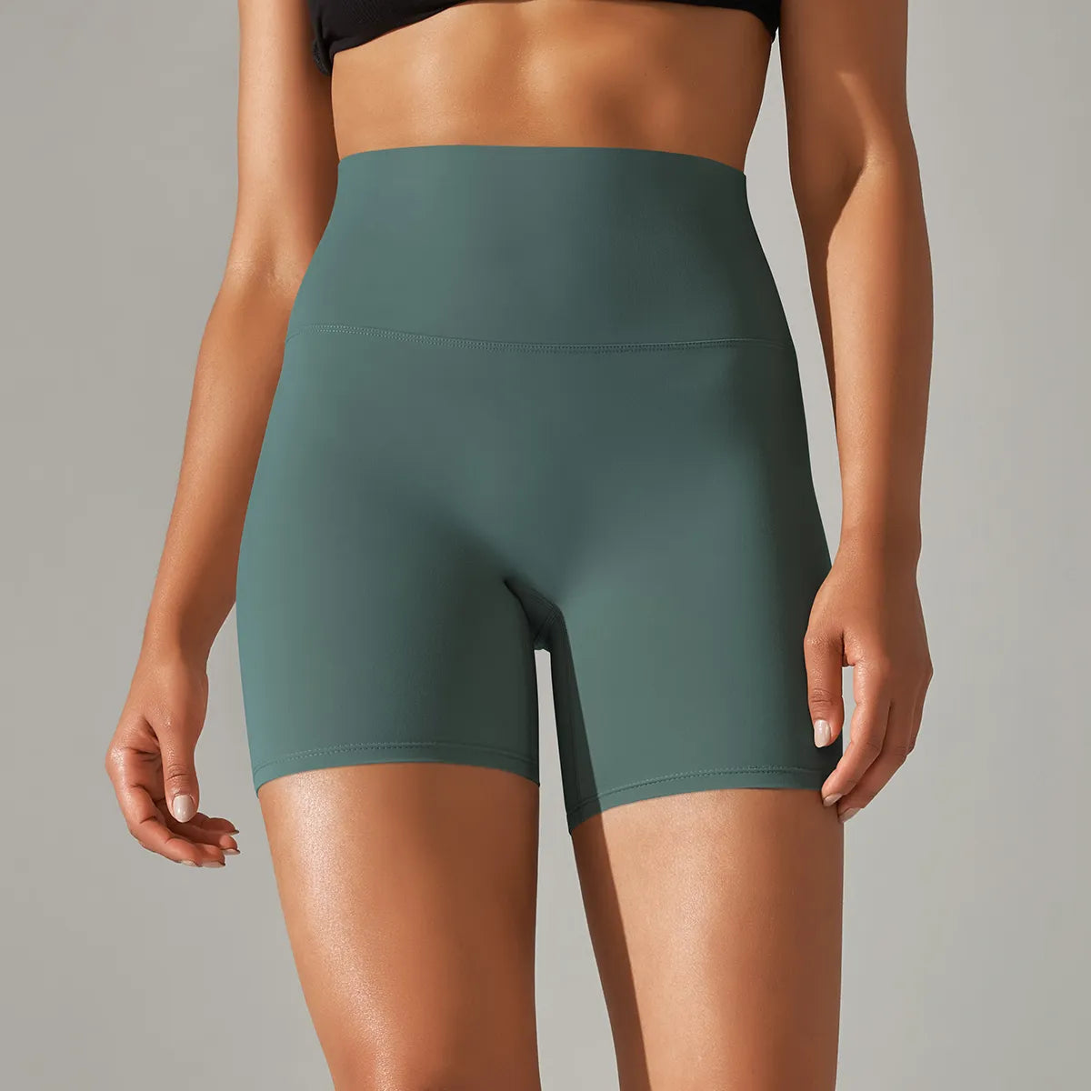 High Waist Workout Breathable Shorts Shades of Green and Blue