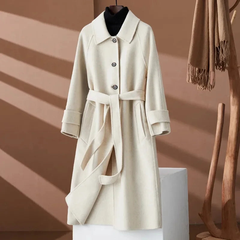 Women's 100% Wool Long Overcoat