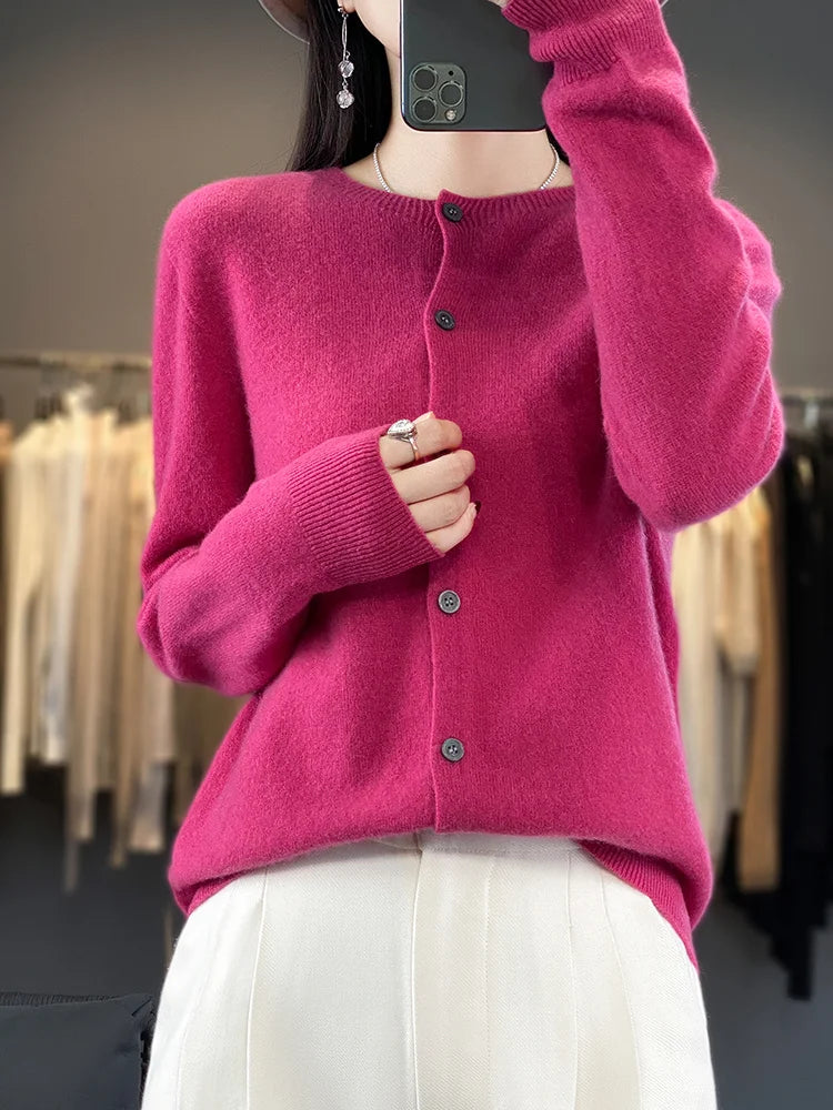 100% Merino Wool Women’s Knit Cardigan