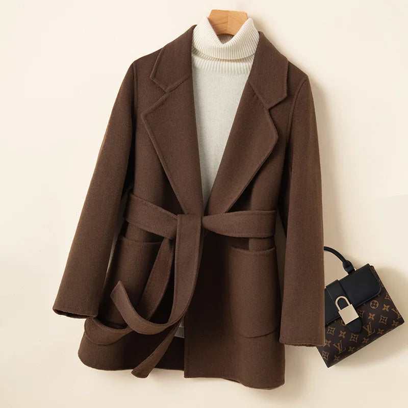 Women’s 100% Pure Wool Belted Winter Coat