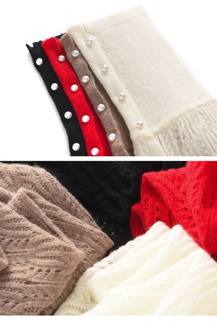 100% Pure Cashmere Knitted Shawl Cape