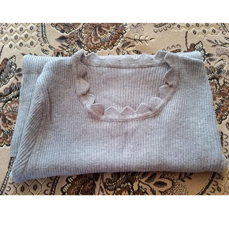 Casual Solid Color Knitted Sweater