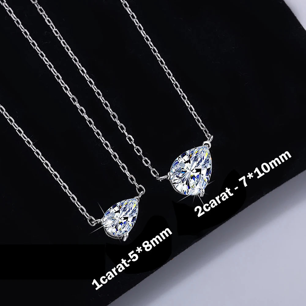 East-West Pear Cut Moissanite 18K Gold Plated Necklace – Christmas Gift for Her