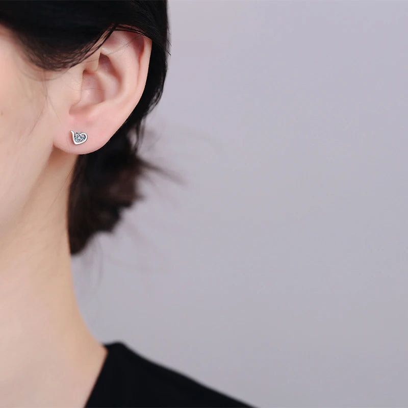 Heart Moissanite Stud Earrings - Teenage Girl Gift