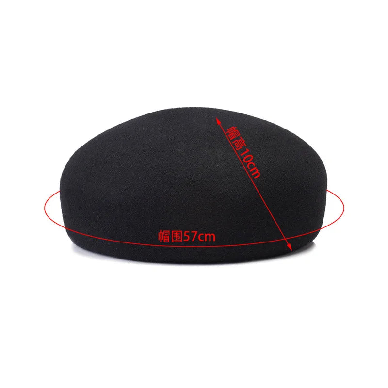 100% Wool Felt Blocked Beret Women's Hat - Christmas Gift