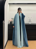 Crinkled Open Front Radiant Abaya – Bat Sleeve Throw-On Cardigan