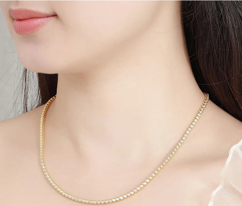 Round Cut Moissanite Tennis Necklace