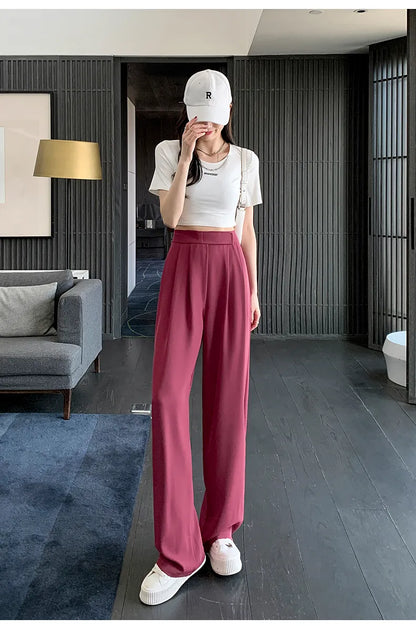 High Waist Wide Leg Suit Tailored Trousers