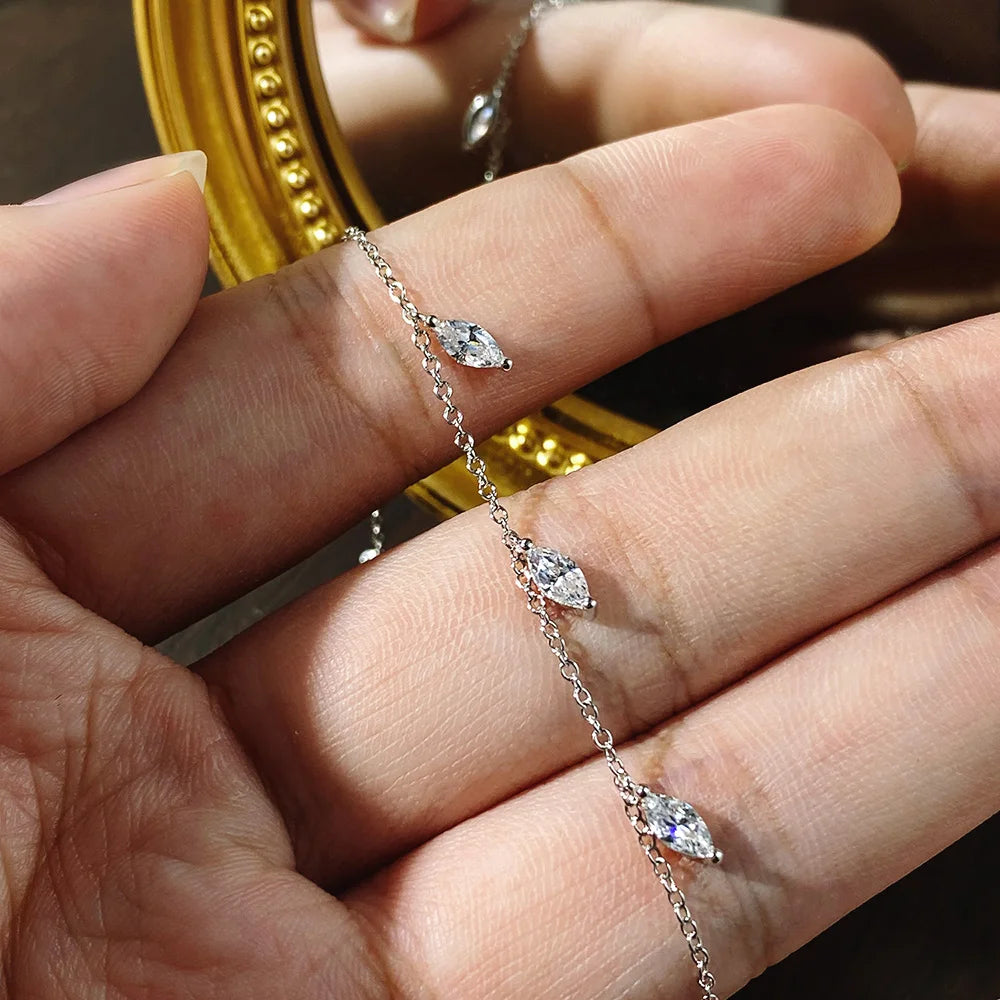 Marquise Cut Moissanite Stacking Necklace -  Gift for Women