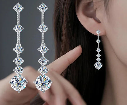 3 Carat Moissanite Dangle Earrings - Wedding Gift