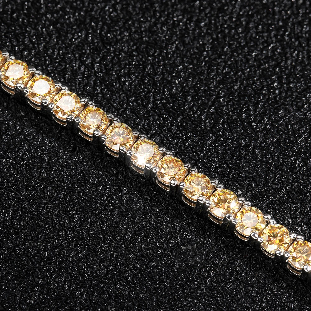 Yellow Moissanite Tennis Bracelet – GRA Certified, 18K White Gold Plated
