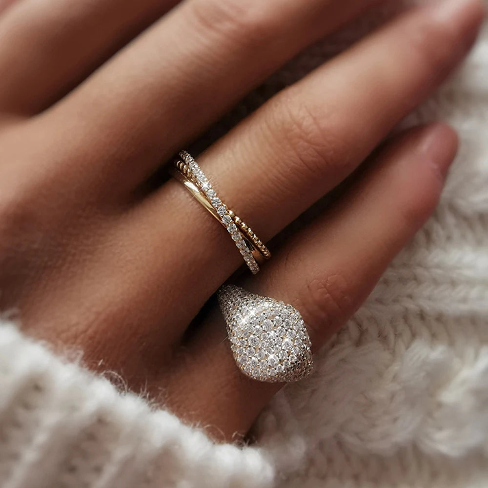 18K Gold Plated Full Moissanite Pinky Ring