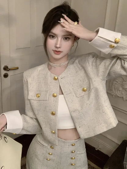 Women’s Cropped Jacket & Wide Leg Trousers Suit