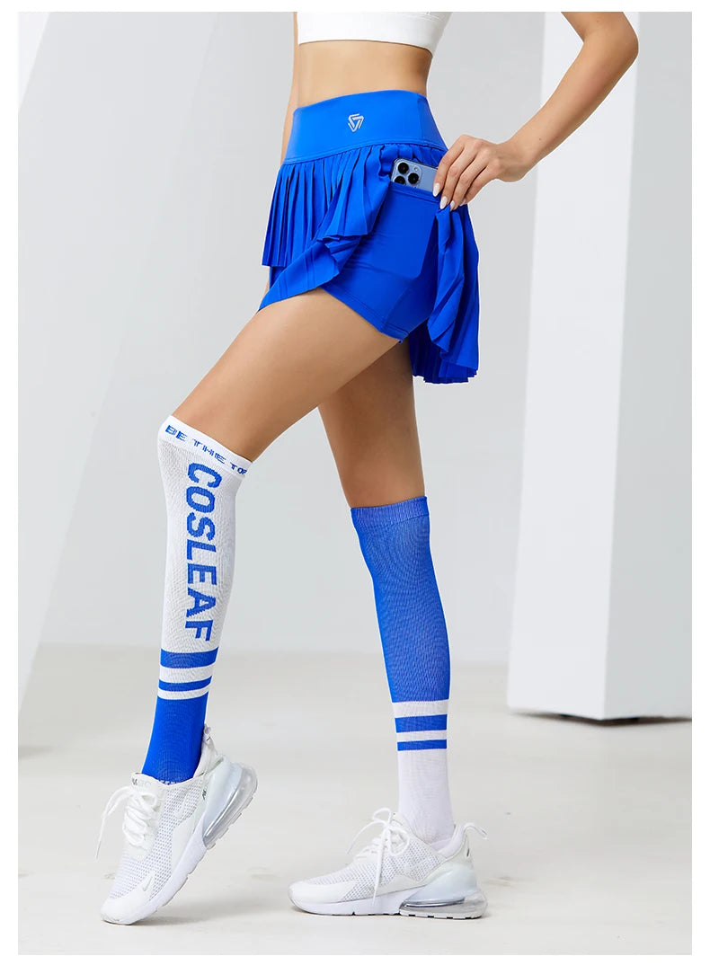 High Waist Double Layer Pleated Golf Tennis Skirt