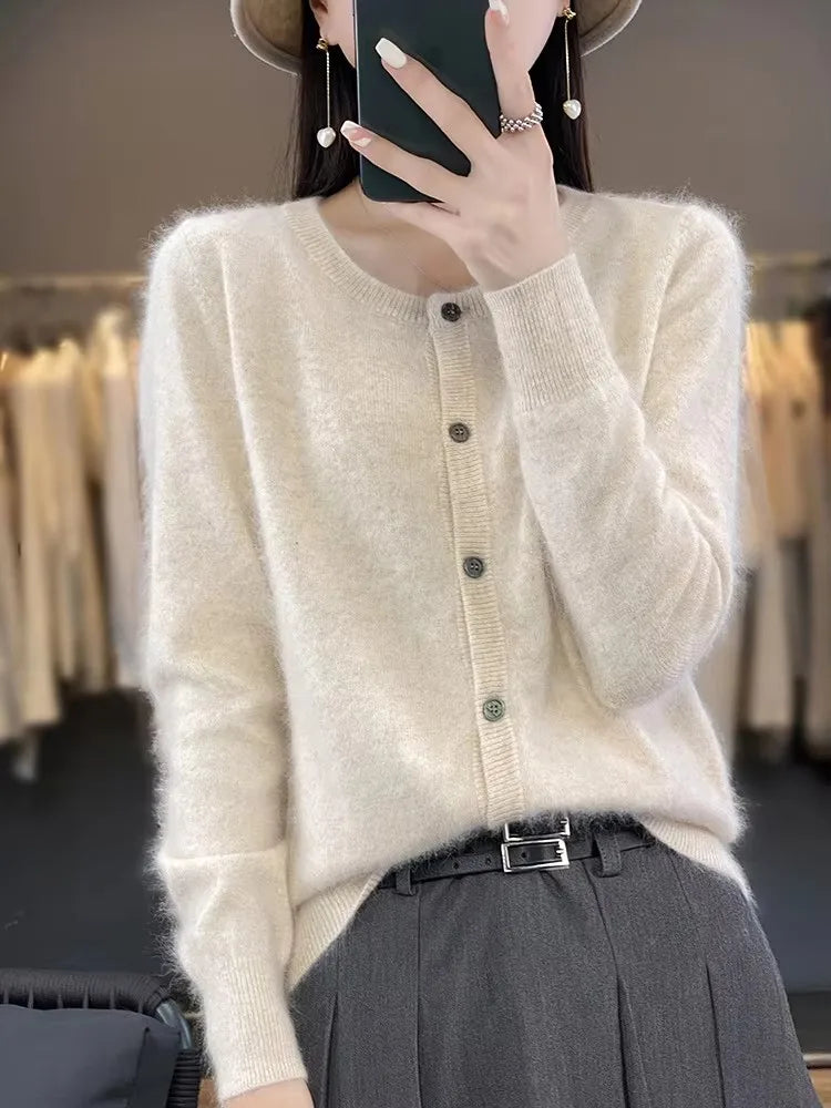 Pure Mink Cashmere Basic Cardigan