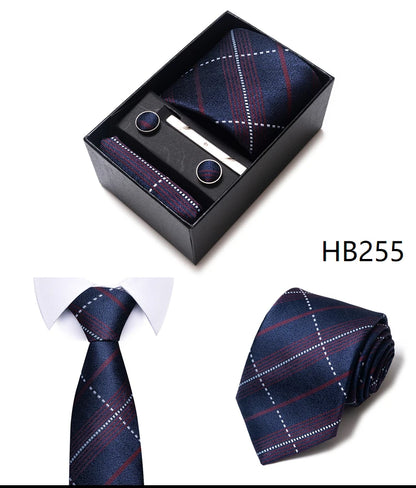 5 Pcs Business Tie Set Handkerchief, Cufflinks, Tie and Clip