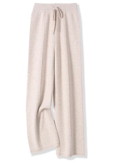 100% Merino Wool Knitted Wide-Leg Trousers