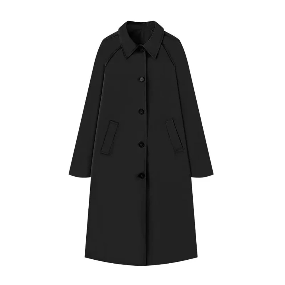 Single-Breasted Plaid Details Trench Coat