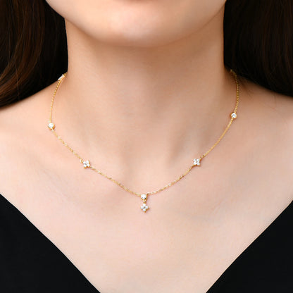 Clover Design Moissanite Necklace - Four-leaf Flower Necklace